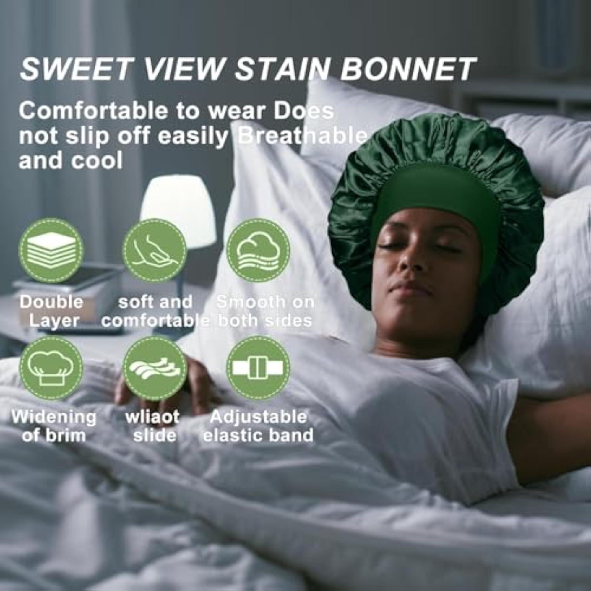 4pc Silk Bonnet Set for Sleeping, Hair Wrap Cap for Curly Hair
